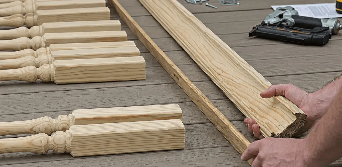 Handrail installation materials and wood components for stair rail work in Worcester, MA