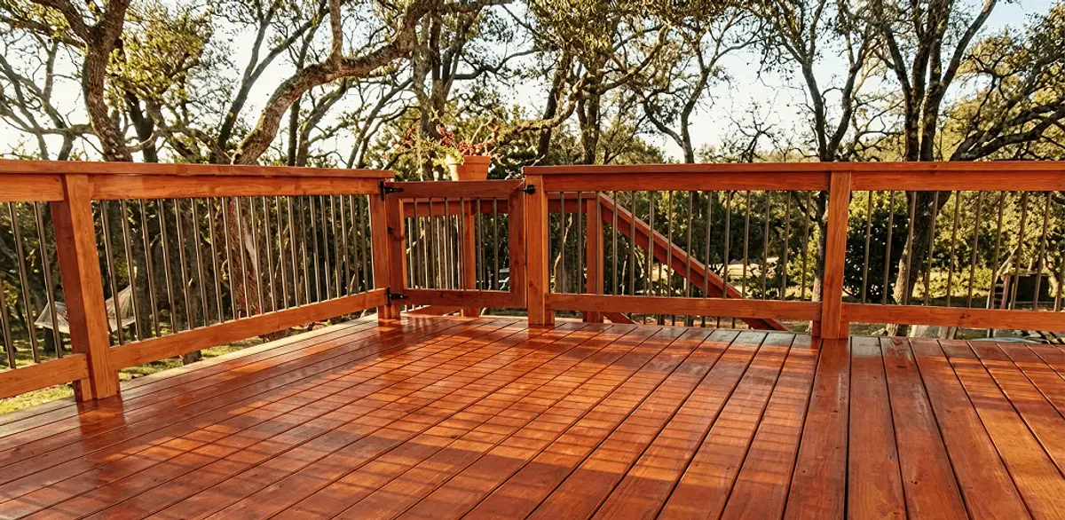 Deck sealing results with a freshly sealed wood deck in Worcester, MA